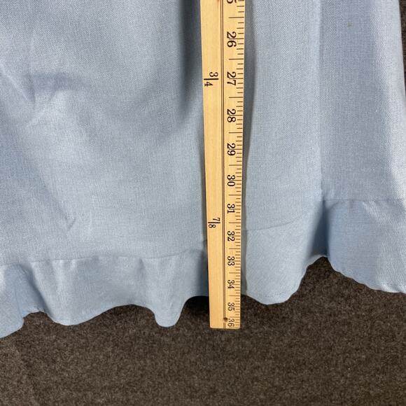 P Cill Linen Blend Mini Dress Womens Large Blue Tie Front Ruffle Cut Out NEW - Picture 6 of 13
